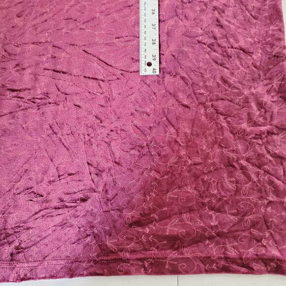 90s Velvet Maxi Dress Womens Large Burgundy Embroidered Floral Fairy Stretchf - Picture 7 of 10